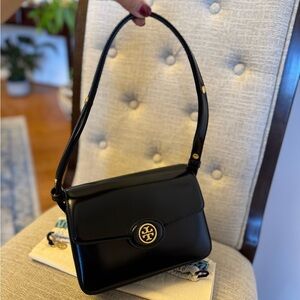 Authentic Tory Burch Spazzolato Convertible Shoulder Bag